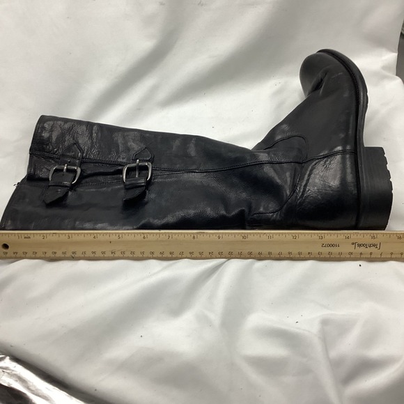 Clarks Black Leather Knee High Boots Buckle Zip Women Size 7.5 M - Picture 10 of 11